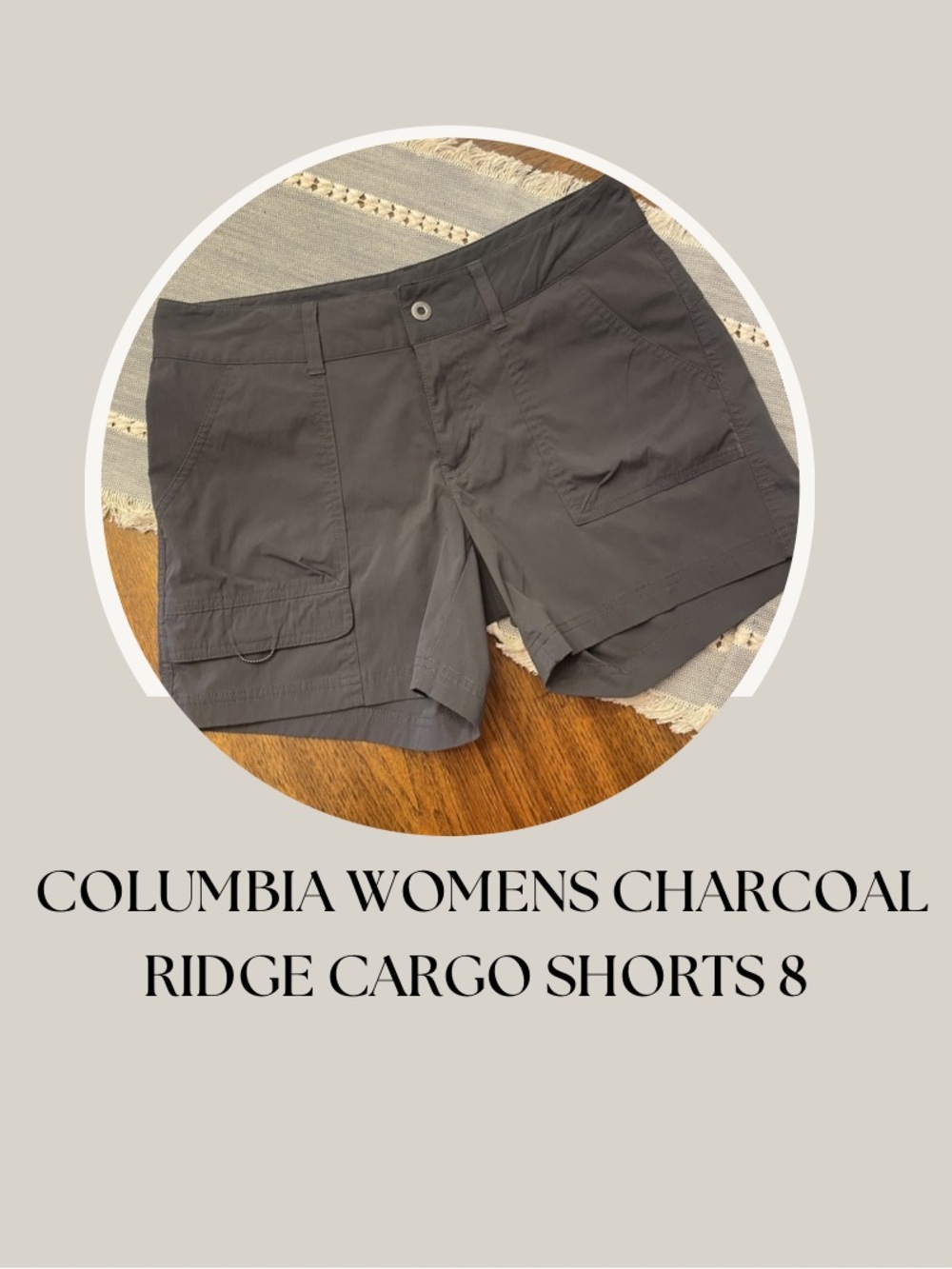 COLUMBIA WOMENS CHARCOAL RIDGE CARGO SHORTS 8